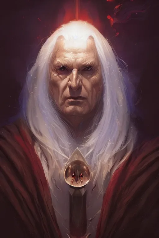 Image similar to An awesome portrait painting Raistlin Majere by Greg Rutkowski, Wizards of the Coast, Magic The Gathering, Craig Mullins, trending on Artstation.