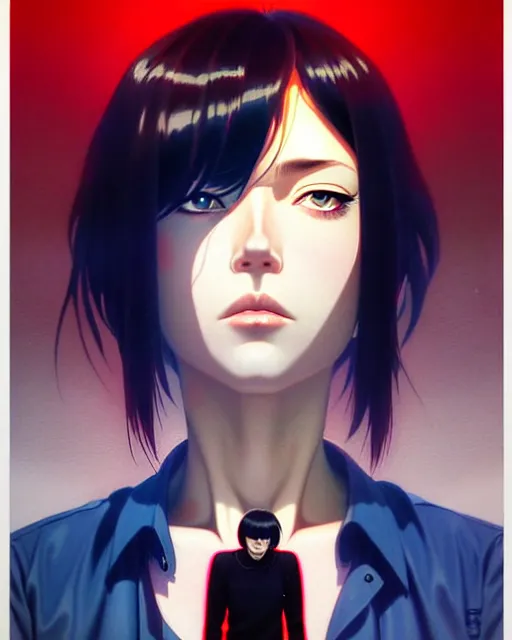 Image similar to dead inside!!!, fine - face, audrey plaza, realistic shaded perfect face, fine details. anime. realistic shaded lighting poster by ilya kuvshinov katsuhiro otomo ghost - in - the - shell, magali villeneuve, artgerm, jeremy lipkin and michael garmash and rob rey