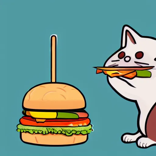 Prompt: cute fat cat eating a burger, digital art,concept art,no noise