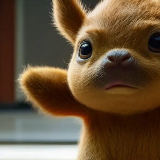 Prompt: a film still of a capivara in detective pikachu