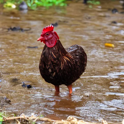 Prompt: a wet hen