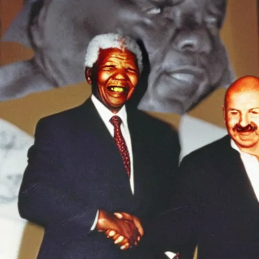 Prompt: Nelson Mandela with Alexander Lukashenko as Batman