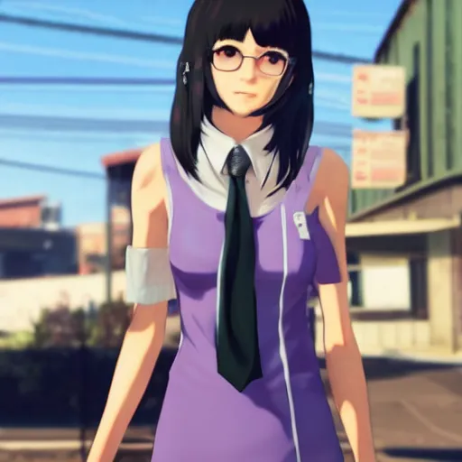 Image similar to Anime girl in GTA V, cover art, no text