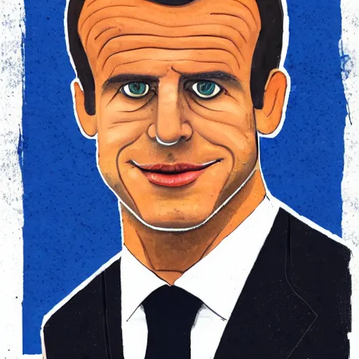 Prompt: portrait of a Macron made of €