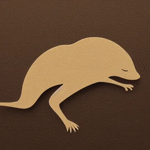 Image similar to logo of a jerboa in a minimalist style, sand color, beige and brown