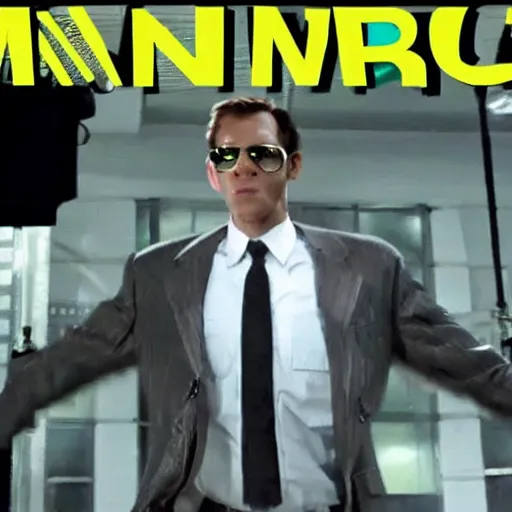 Image similar to Live Action Still of Jerma985 in Men in Black, real life, hyperrealistic, ultra realistic, realistic, highly detailed, epic, HD quality, 8k resolution, body and headshot, film still