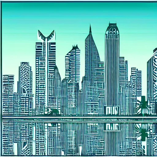 Image similar to abstract vector graphic of manila skyline, very very very very very amazing digital art