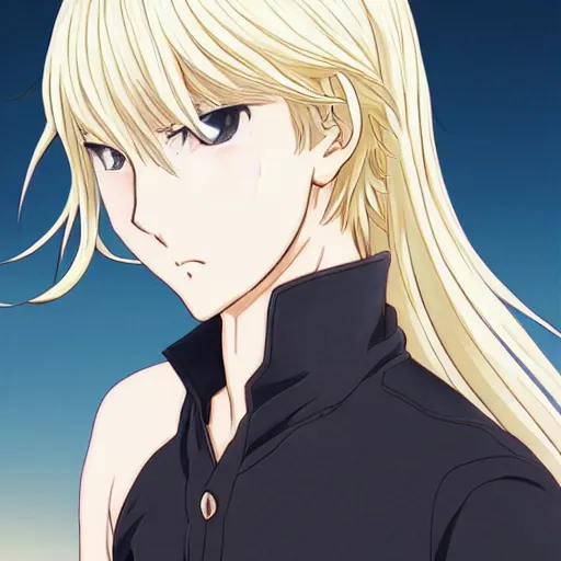 Prompt: portrait of blonde anime knight 9 9 8 9 blank background finely detailed features perfect art anime illustration trending on pivix fanbox art by makoto shinkai, studio ghibli, takashi takeuchi, hajime isayama