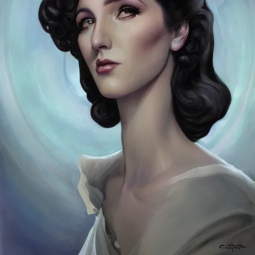Image similar to an art nouveau, ( streamline moderne ), multi - ethnic and multi - racial portrait in the style of charlie bowater, and donato giancola, and charles dulac. very large, clear, expressive and intelligent eyes. symmetrical, centered, ultrasharp focus, dramatic lighting, photorealistic digital matte painting, intricate ultra detailed background.