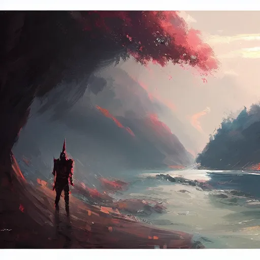Prompt: a portrait of a knight in a scenic environment by alena aenami, by bayard wu, digital painting, digital art, trending on artstation