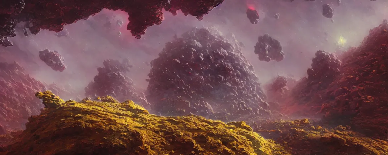 Image similar to ” barren asteroid, [ cinematic, detailed, epic, widescreen, opening, establishing, mattepainting, photorealistic, realistic textures, octane render, art by paul lehr ] ”