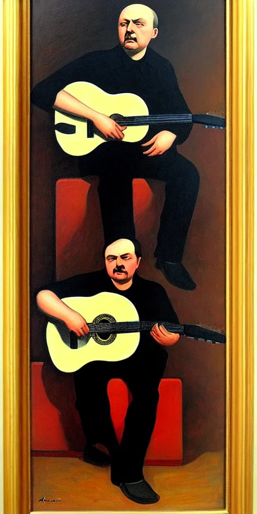 Prompt: portrait painting of alexander nikolaevich bashlachev was a soviet poet, singer - songwriter and guitarist, a performer in russian rock music