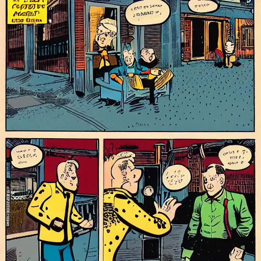 Image similar to a comic book page of The Adventures of Tintin by grant morrison