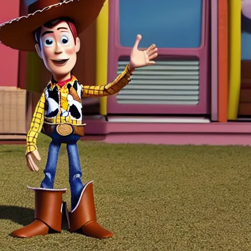 Image similar to woody from toy story 4 in toy mode