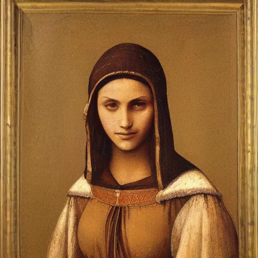 Prompt: oil painting portrait of a Kabyle woman by Leonardo da Vinci