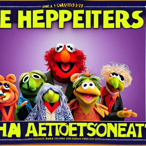 Prompt: a concert poster for the muppets in the style of jefferson airport