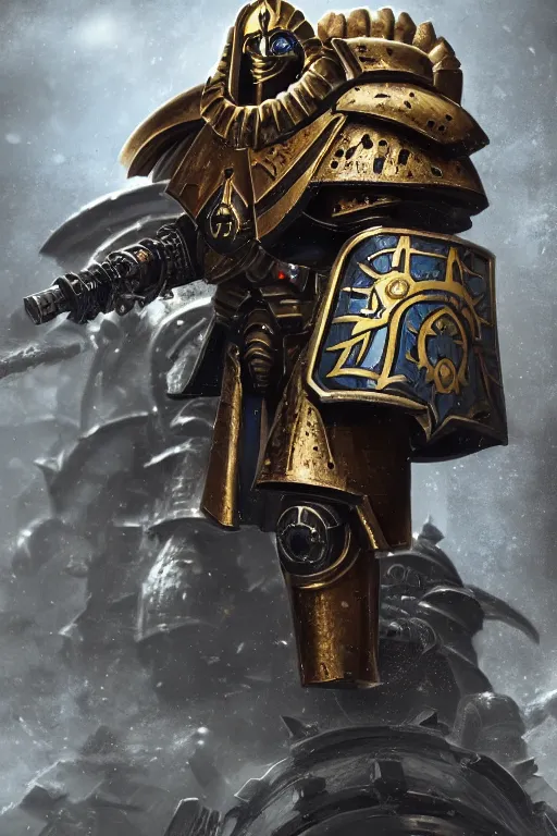 Image similar to armor portrait heros warhammer 4 0 k horus heresy fanart - the primarchs emperor by johannes helgeson animated with vfx concept artist & illustrator global illumination ray tracing hdr fanart arstation zbrush central hardmesh 8 k octane renderer comics stylized