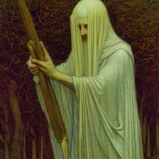 Prompt: A druid by Jean Delville
