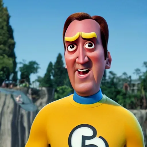 Image similar to nic cage in the incredibles, pixar,