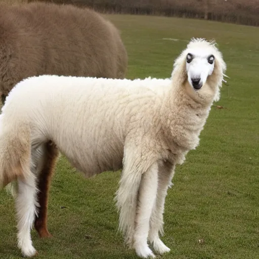 Image similar to photo of a hybrid between a borzoi and an alpaca