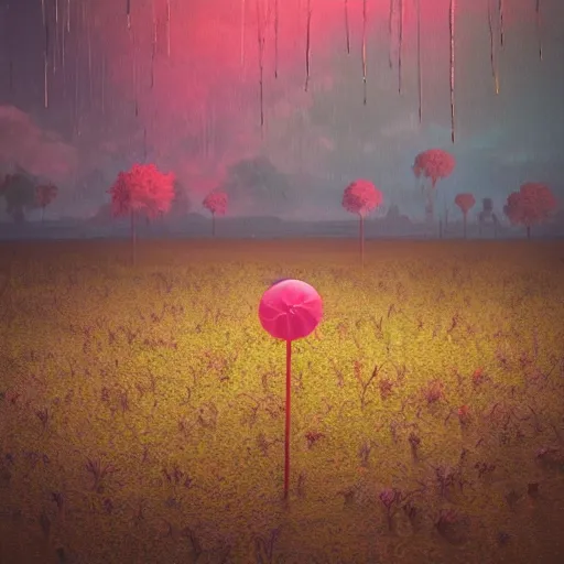 Prompt: beautiful landscape of desolate swamps made of lollipops, trending on artstation, octane, moody lighting, vibrant colors, ultrarealism, studio ghibli