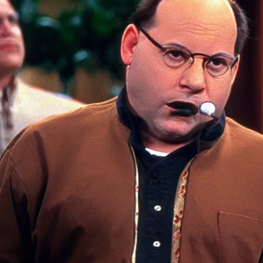 Image similar to George Costanza on Seinfeld as a blood gang member