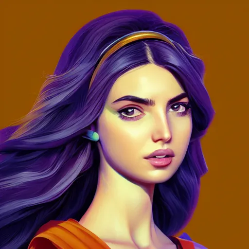 Image similar to Portrait of Ana de Armas as Athena, the greek goddess of wisdom, mattepainting concept Blizzard pixar maya engine on stylized background splash comics global illumination lighting artstation lois van baarle, ilya kuvshinov, rossdraws