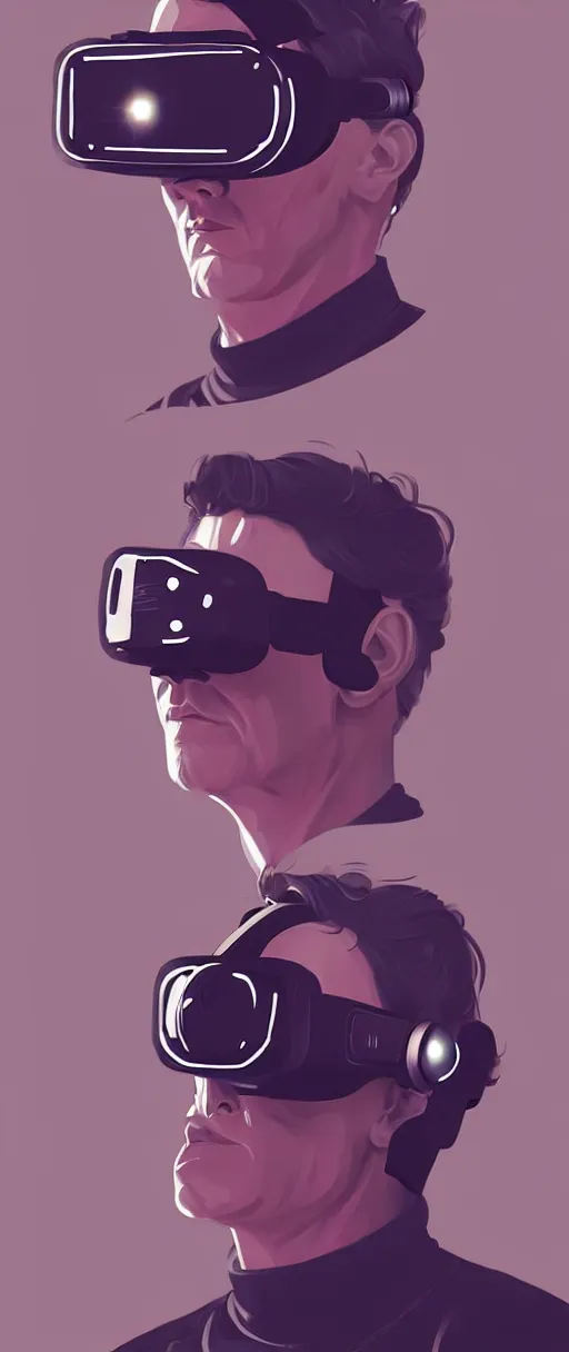 Image similar to Sci-fi illustration of a man in futuristic VR goggles by Pascal Blanché