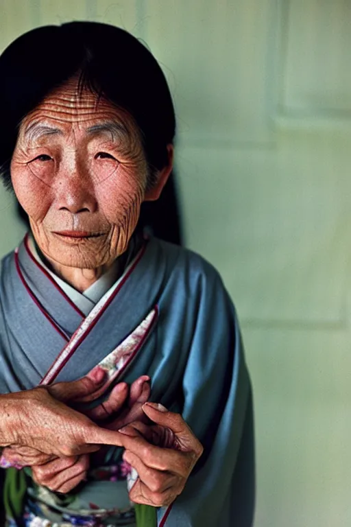 Image similar to photograph of an old japanese woman, photograph by steve mccurry