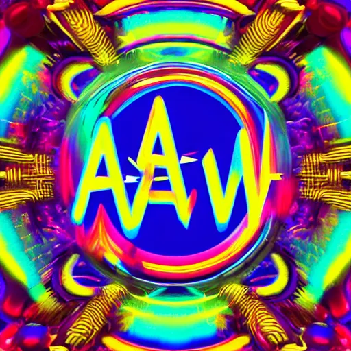 Image similar to a and w vaporwave logo, colorful, digital art, cosmic, 3 d high definition, trending on art station, photorealistic, high resolution, 8 k, octane, hyper detailed, insane details, intricate, elite, ornate, elegant trend, highly detailed and intricate, sharp focus, photography, unreal engine