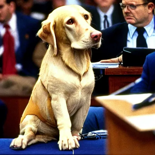 Prompt: airbud testifying before congress, 1 9 9 0 s photograph