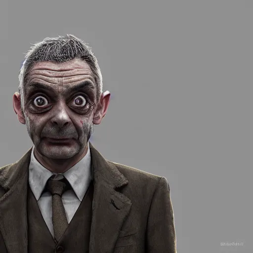 Prompt: Very very very very highly detailed epic central composition photo of Mr Bean face, intricate, dystopian, sci-fi, extremely detailed, digital painting, smooth, sharp focus, illustration, intimidating lighting, incredible art by Brooke Shaden, artstation, concept art, Octane render in Maya and Houdini