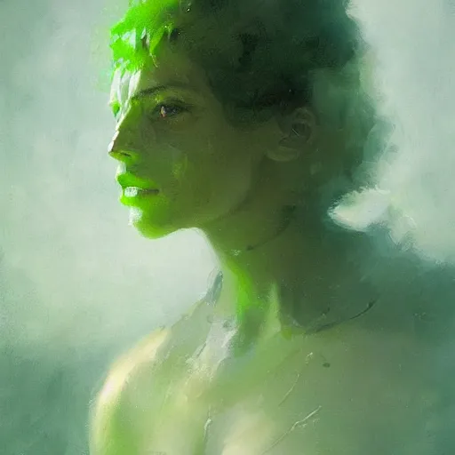 Image similar to portrait of green noise an amorphous blob of love painted by greg rutkowski, wlop,,