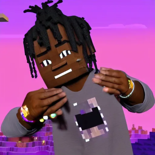 Image similar to Lil Uzi Vert throwing a tantrum because he dropped his diamonds in the lava while playing minecraft