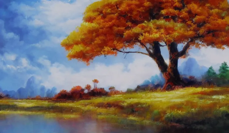 Image similar to oil painting by bob ross, desktop wallpaper, trending on deviantart, artstation