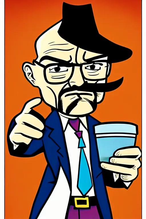 Image similar to walter white, in the style of dan decarlo, as drawn by dan decarlo for archie comics,