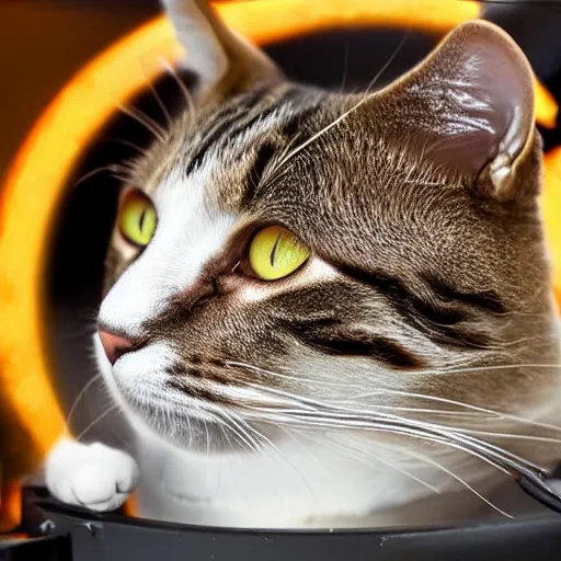 Prompt: cat in a deep fryer, relaxing and enjoying