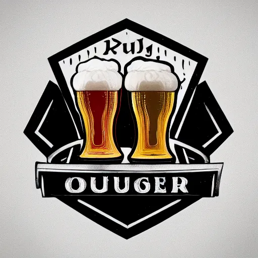 Prompt: Logo of pub for the crusaders order of beer lovers, holding mugs of beer in their hands, graph design, typographic, digital painting, artstation, concept art, smooth, sharp focus, illustration, artstation trending, octane render, unreal engine