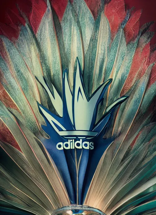 Image similar to adidas advertisement photography by mucha, extremely coherent, sharp focus, elegant, render, octane, detailed, award winning photography, masterpiece, rim lit