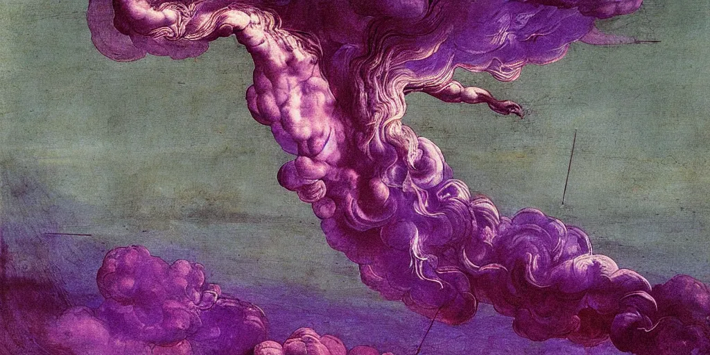 Prompt: Purple tornado painting by Leonardo Da Vinci