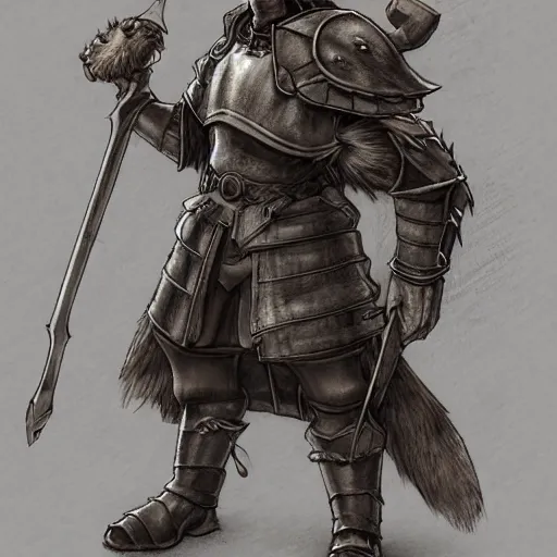 Image similar to heroic character design of anthropomorphic beaver, portrait, holy crusader medieval knight, final fantasy tactics character design, character art, colorized pencil sketch, highly detailed, Akihiko Yoshida,