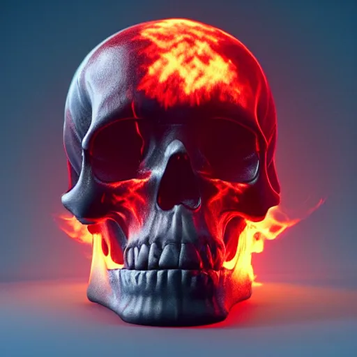 skulls on fire red