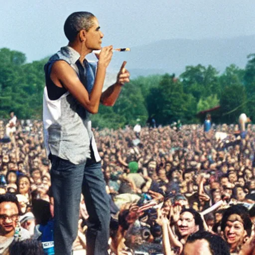 Image similar to obama smoking a blunt at woodstock