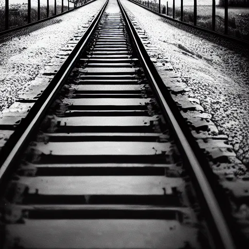 Image similar to endless train, dream, greyscale, 4k