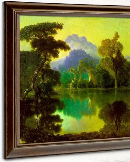 Prompt: Fibonacci lake, golden ratio, nature lanscape, by Albert Bierstadt, Affandi