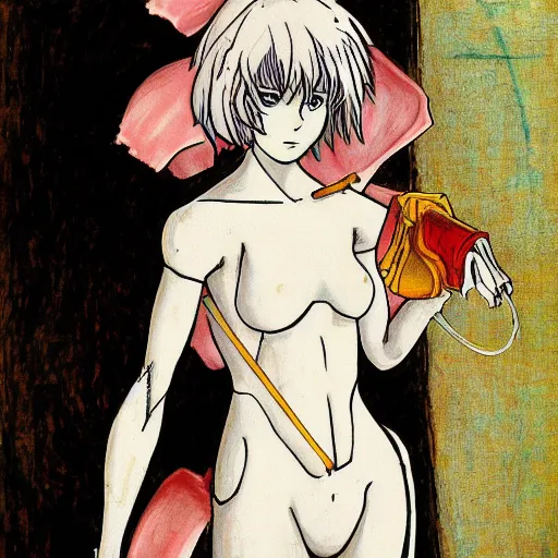 Image similar to rei ayanami by leonardo davinci