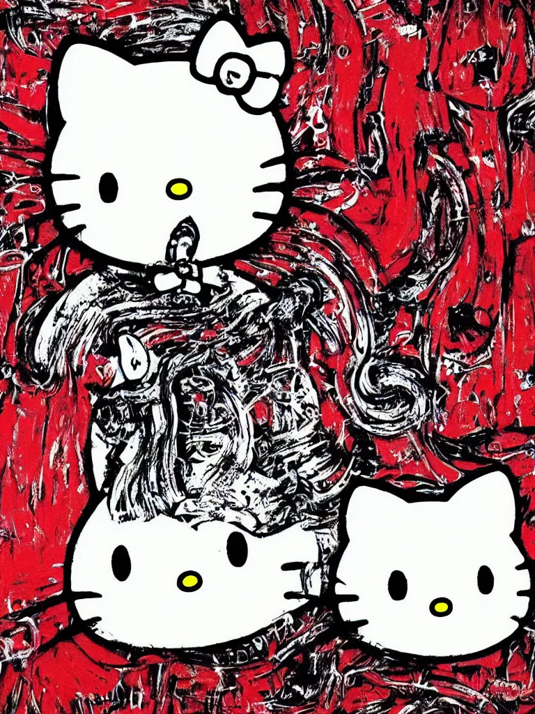 Image similar to Hello Kitty painted by H. R. Giger