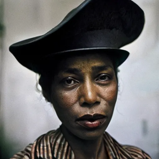 Image similar to portrait of a woman in a smoky new york back street ,by Annie Leibovitz and Steve McCurry, natural light, detailed face, CANON Eos C300, ƒ5.6, 50mm, 8K, medium-format print