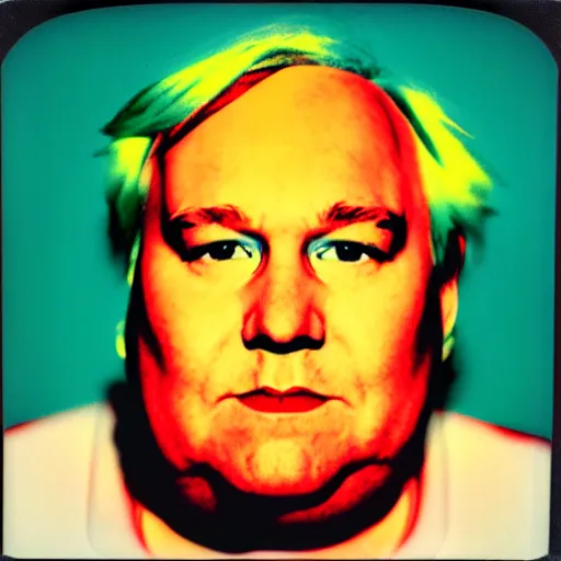 Prompt: color polaroid portrait of a fat man by andy warhol. photography, instant photography, color accurate