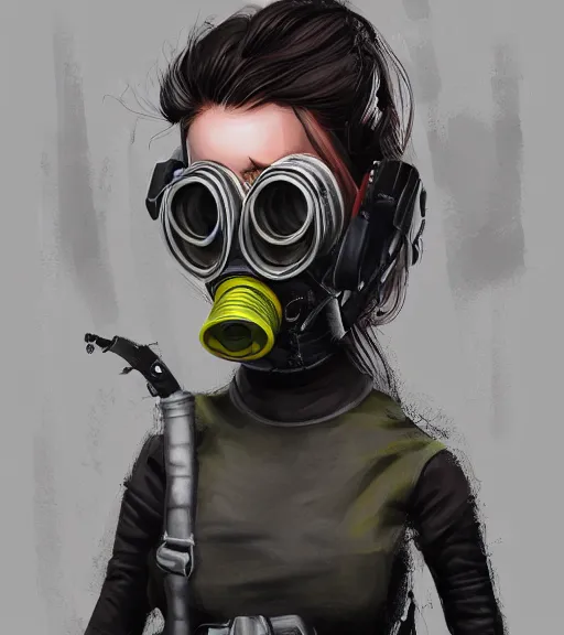 Prompt: a girl, gas mask, punk outfit, highly detailed, digital painting, artstation, concept art, smooth, sharp focus, illustration